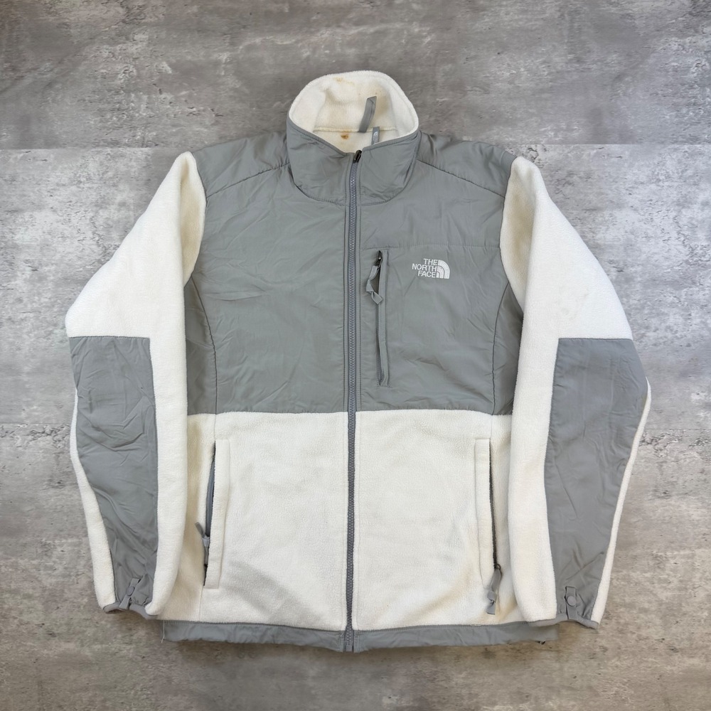 The‎ North Face Womens Denali Fleece Jacket XL White Grey Full Zip Warm Outdoor